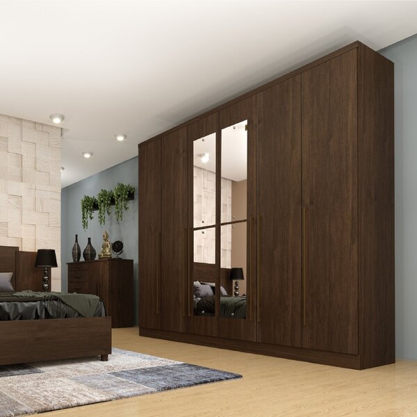 Guarda Roupa Casal Com Espelho 6 Portas 8 Gavetas Sevilla