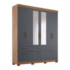 Guarda Roupa Casal Com Espelho 6 Portas De Bater 1 Basculante