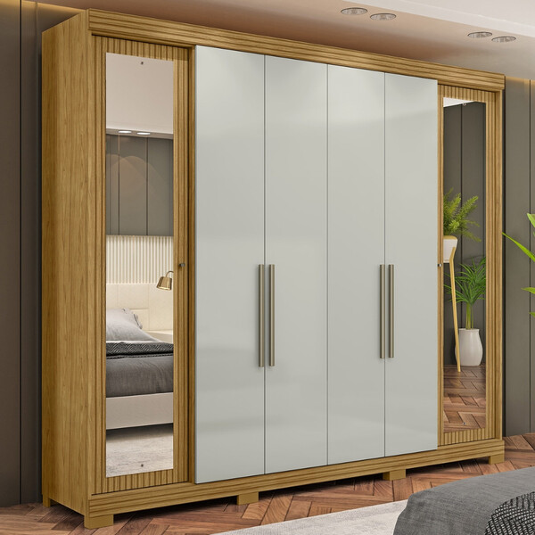 Guarda Roupa Casal Com Espelho 6 Portas E Pés Bogotá Visão Mó