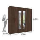 Guarda Roupa Casal Com Espelho 6 Portas E Pés Flex Montagem O