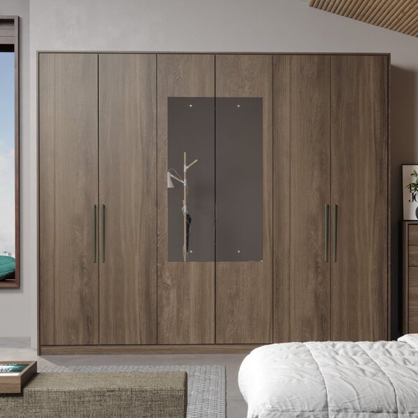 Guarda Roupa Casal Com Espelho 6 Portas Guardian Legno