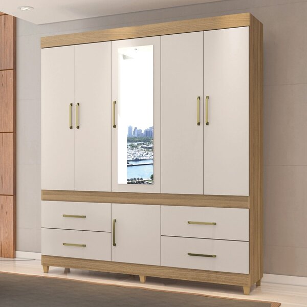 Guarda-roupa Casal Com Espelho 6 Portas Guarujá  Amendola /off