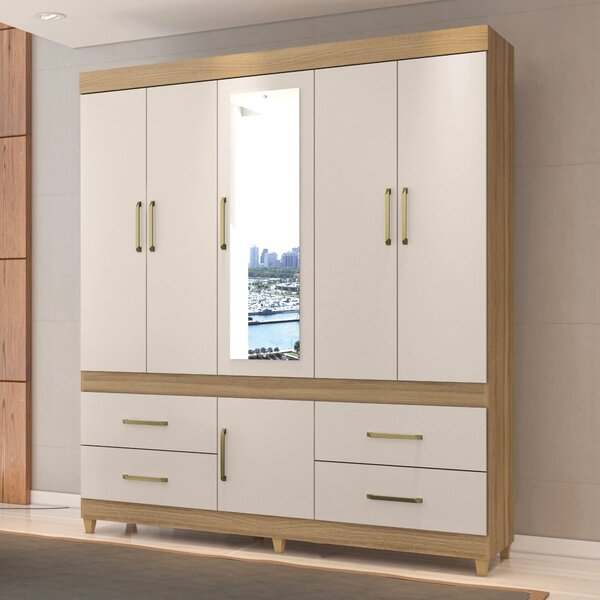 Guarda-roupa Casal Com Espelho 6 Portas Guarujá  Amendola /off