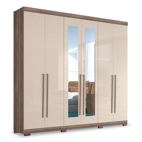 Guarda Roupa Casal Com Espelho 6 Portas Imaginare 2.4 Castanh