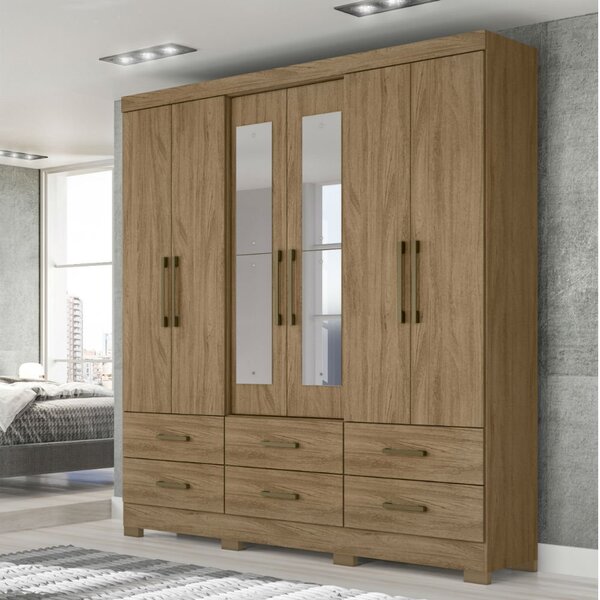 Guarda Roupa Casal Com Espelho 6 Portas Mdf Nevada Moval