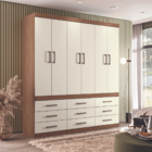 Guarda Roupa Casal Com Espelho 6 Portas Toluca Jatobá Areia