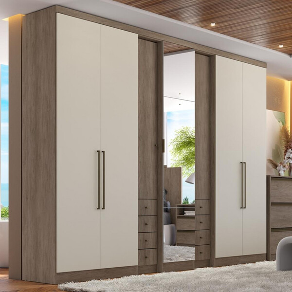 Guarda Roupa Casal Com Espelho 7 Portas 8 Gavetas Absolut Gla