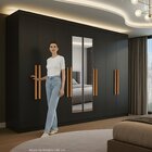 Guarda-roupa Casal Com Espelho 8 Portas 4 Gavetas Paris  Preto