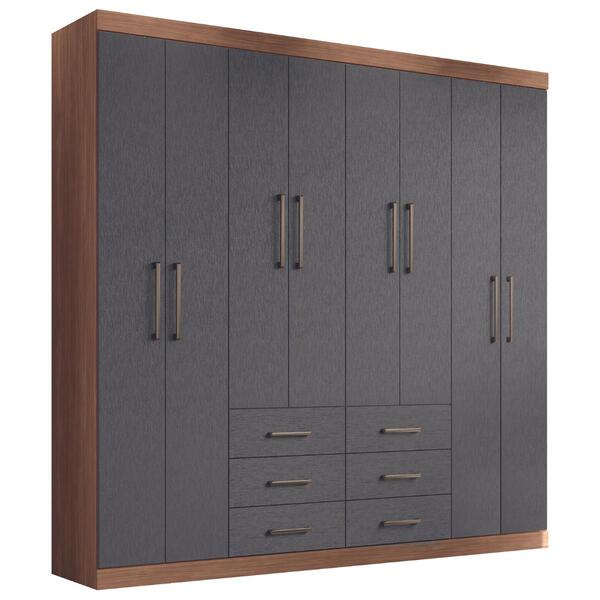 Guarda Roupa Casal Com Espelho 8 Portas China Jabotá Grafite