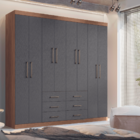 Guarda Roupa Casal Com Espelho 8 Portas China Jabotá Grafite