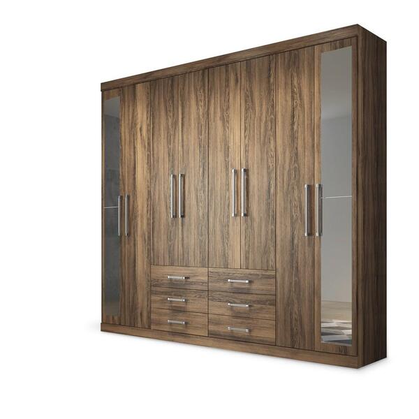 Guarda Roupa Casal Com Espelho 8 Portas Master Branco - Santo