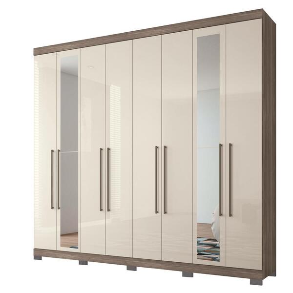 Guarda Roupa Casal Com Espelho 8 Portas Master Vip Castanha/o
