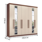 Guarda Roupa Casal Com Espelho 8 Portas Paris Jatobá Areia