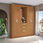Guarda-roupa Casal Com Espelho Albi 5 Portas 2 Gavetas Canela