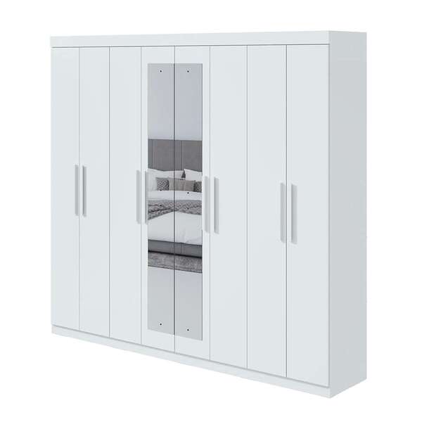 Guarda-roupa Casal Com Espelho Andara 8 Pt 4 Gv Branco