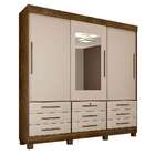 Guarda-roupa Casal Com Espelho Arezzo 3 Pt 9 Gv Ipê E Off Whi