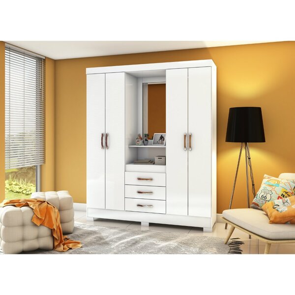 Guarda-roupa Casal Com Espelho B24 4 Portas E 3 Gavetas Briz