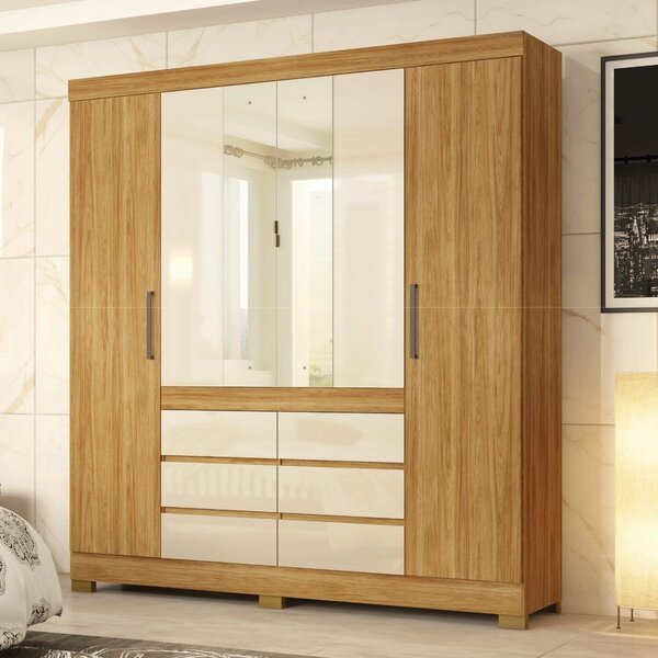 Guarda-roupa Casal Com Espelho Cadis Cinamon/off-white