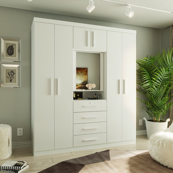 Guarda-roupa Casal Com Espelho Capelinha 7 Portas 4 Gavetas A