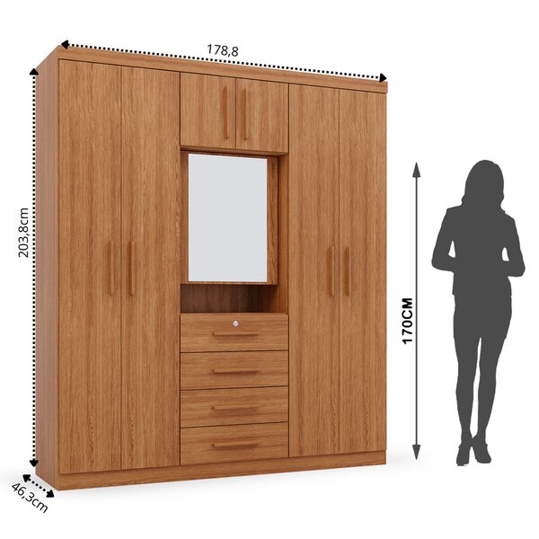 Guarda-roupa Casal Com Espelho Capelinha 7 Portas 4 Gavetas