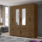 Guarda Roupa Casal Com Espelho Castanho Porto Plus Moval 2,01m