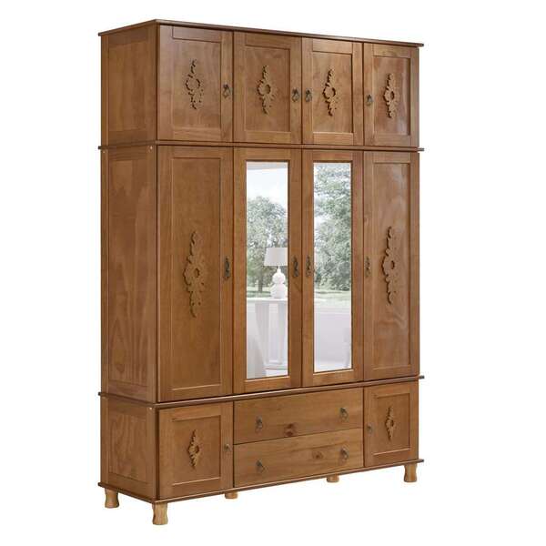 Guarda-roupa Casal Com Espelho Colonial Ii 11 Pt Imbuia Aceti