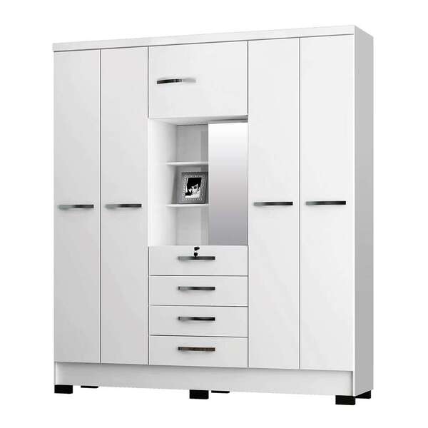 Guarda-roupa Casal Com Espelho Cordoba 5 Pt 4 Gv Branco