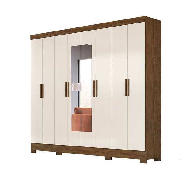 Guarda-roupa Casal Com Espelho Diplomata 8 Pt 4 Gv Baunilha E