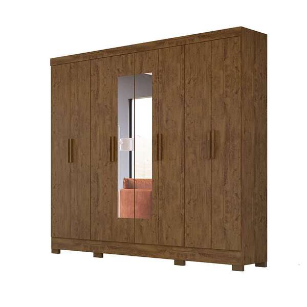 Guarda-roupa Casal Com Espelho Diplomata 8 Pt 4 Gv Castanho W