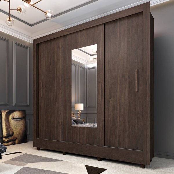 Guarda Roupa Casal Com Espelho E Pés 3 Portas 4 Gavetas Taifa