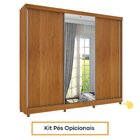 Guarda Roupa Casal Com Espelho E Pés 3 Portas 6 Gavetas 270cm