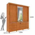 Guarda Roupa Casal Com Espelho E Pés 3 Portas 9 Gavetas 199cm