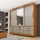 Guarda Roupa Casal Com Espelho E Pés 3 Portas 9 Gavetas 199cm