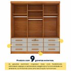 Guarda Roupa Casal Com Espelho E Pés 3 Portas 9 Gavetas 199cm