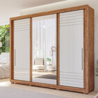 Guarda Roupa Casal Com Espelho E Pés 3 Portas De Correr 100 M