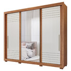 Guarda Roupa Casal Com Espelho E Pés 3 Portas De Correr 100 M