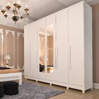 Guarda Roupa Casal Com Espelho E Pés 6 Portas 4 Gavetas 239cm