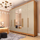 Guarda Roupa Casal Com Espelho E Pés 6 Portas 4 Gavetas 239cm