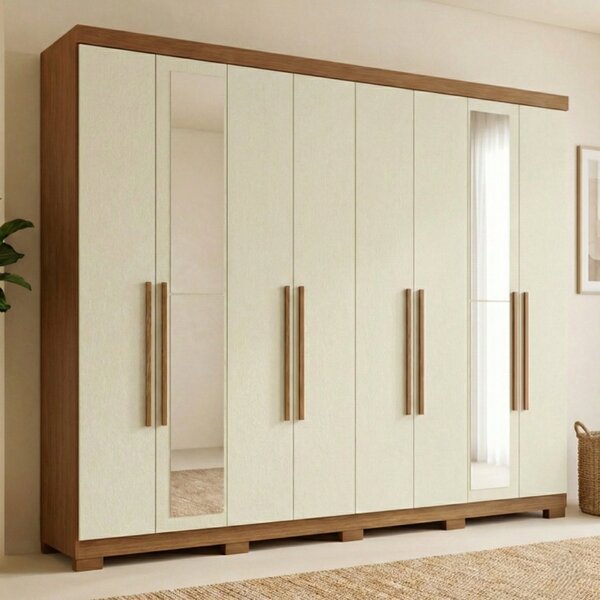 Guarda-roupa Casal Com Espelho E Pés 8 Portas 4 Gavetas Maste