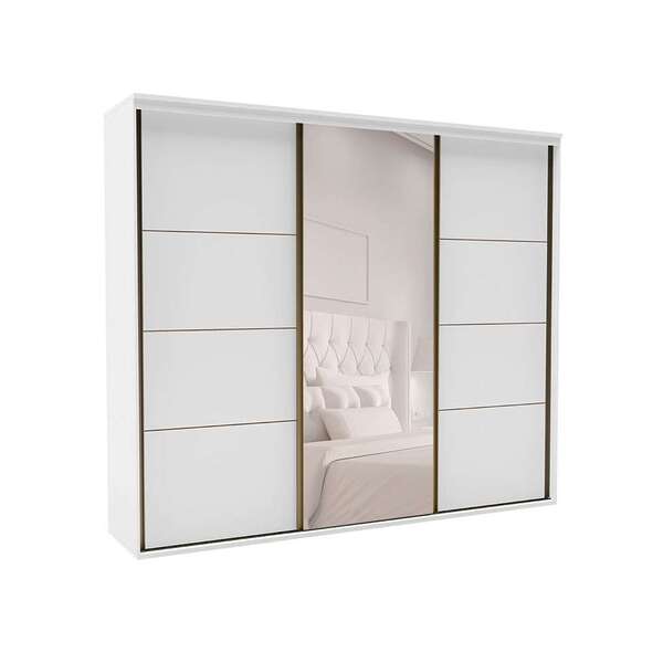 Guarda-roupa Casal Com Espelho Eleganza L 3 Pt 6 Gv Branco
