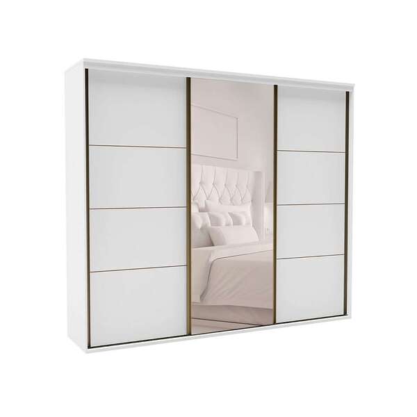 Guarda-roupa Casal Com Espelho Eleganza Ll 3 Pt 6 Gv Branco