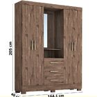 Guarda-roupa Casal Com Espelho Emily 4 Pt 3 Gv Café