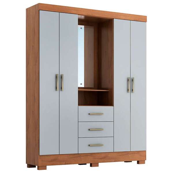 Guarda-roupa Casal Com Espelho Emily 4 Pt 3 Gv Savana E Grafi