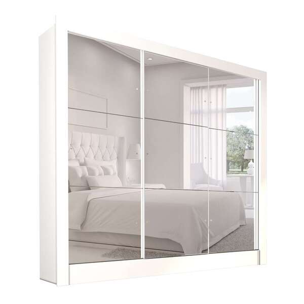 Guarda-roupa Casal Com Espelho Galaxy Top 3 Pt Branco