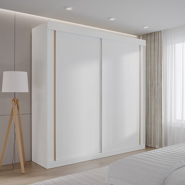 Guarda Roupa Casal Com Espelho Interno 2 Portas De Correr Bor