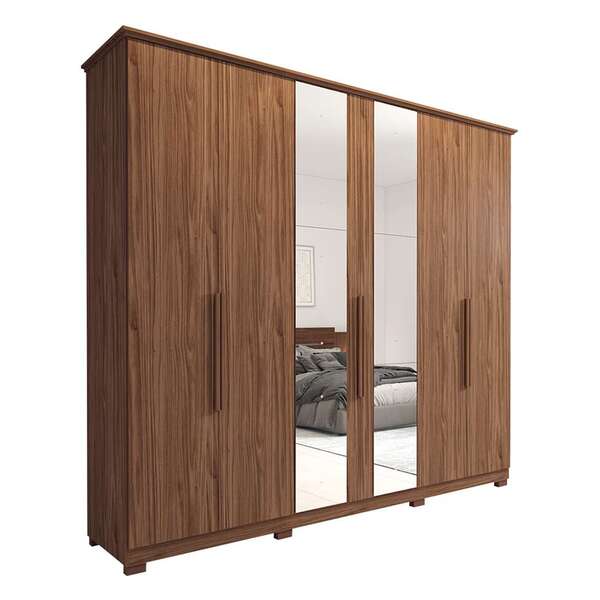 Guarda-roupa Casal Com Espelho Itaúnas 6 Pt 4 Gv Avelã