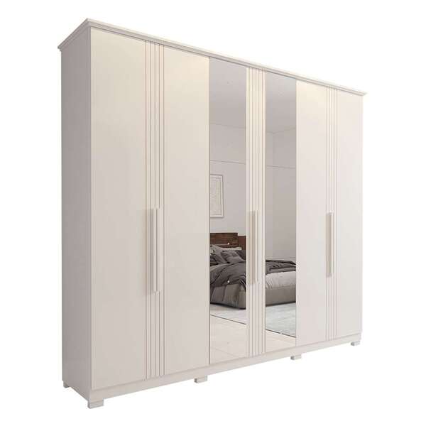 Guarda-roupa Casal Com Espelho Itaúnas 6 Pt 4 Gv Branco