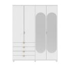 Guarda-roupa Casal Com Espelho Look 4 Portas 4 Gavetas Branco
