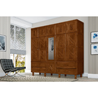 Guarda Roupa Casal Com Espelho Madeira Maciça Chicago Castanho