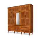 Guarda Roupa Casal Com Espelho Madeira Maciça Chicago Castanho